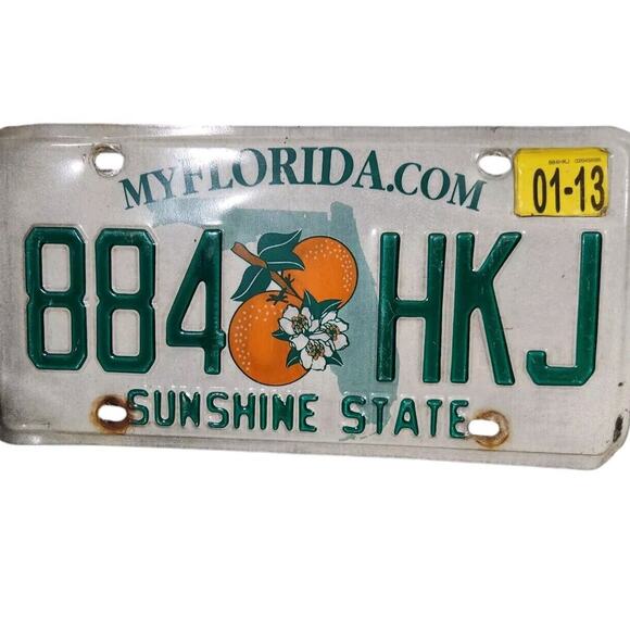 2013 FLORIDA FL LICENSE PLATE TAG SUNSHINE STATE MAN CAVE BAR PORCH DECOR ORANGE - Picture 1 of 2